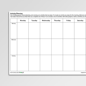 Activity Planning Worksheet PDF | Psychology Tools