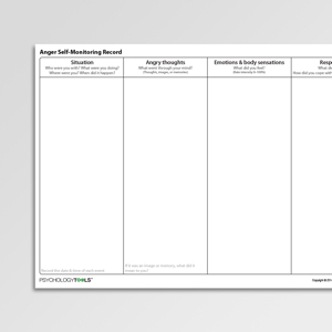 Anger Self-Monitoring Record Worksheet PDF | Psychology Tools