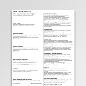 EMDR Protocol (Standard) Worksheet PDF | Psychology Tools