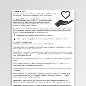 Gratitude Journal Worksheet PDF | Psychology Tools