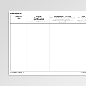 Intrusion Record Worksheet PDF | Psychology Tools