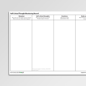 Self Critical Thought Monitoring Record Worksheet PDF | Psychology Tools