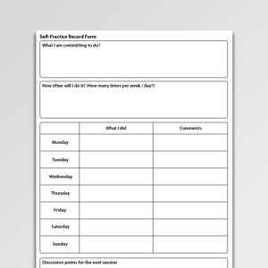 Self Practice Record Form Worksheet PDF | Psychology Tools