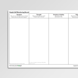 Simple Self Monitoring Record Worksheet PDF | Psychology Tools